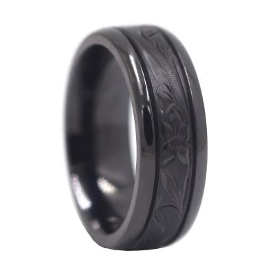 China Wholesale Black Zirconium LR210 Men's Zircon Wedding Band Or Black Wedding Ring for sale