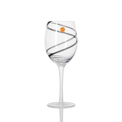 China Sustainable Hand Painting Crystal Wine Glass With Black Curve Line for sale