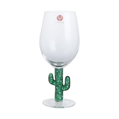 China Viable Custom Mug for Cartoon Green Cactus Tall Wine Glasses for sale