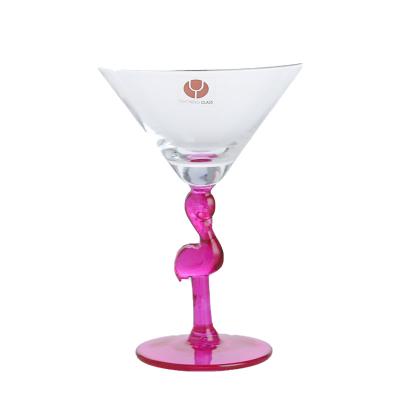 China Viable Custom Fuchsia Flamingo Large Capacity Glass Cocktail Glass for sale