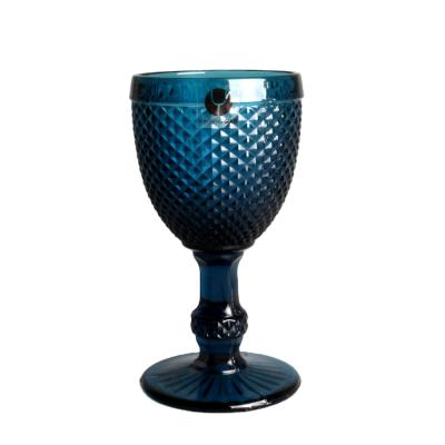 China Manufacturers Viable Solid Blue Color Goblet Glass Wine Glass for sale