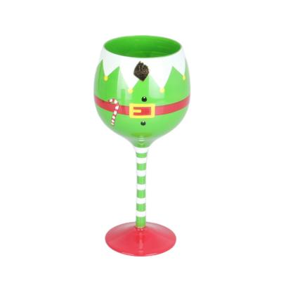 China Viable Hot Selling High Quality Hand Printing Red Wine Wine Christmas Drinking Glass Wine Glass for sale