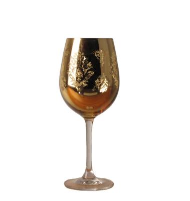 China Elegant Electroplating Goblet Colored Wine Glass Sustainable Gold Wine Glass for sale