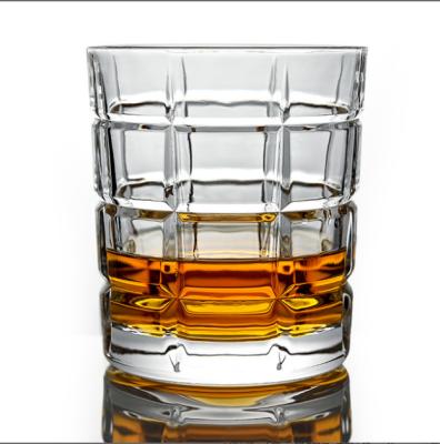 China Wholesale High Quality Stocked Crystal Glass Tumbler Grid Shaped Whiskey Glass Mug for sale