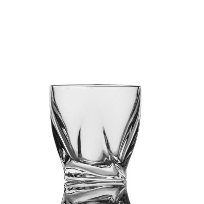 China Best Seller Sustainable Twist Whiskey Glass Set Modern Rocks Unique Lead Free Crystal Wine Glasses for sale