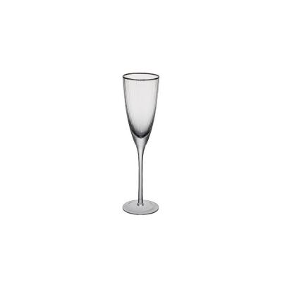 China Sustainbale Champagne glass with silver rimmed vertical lines wine glass for sale