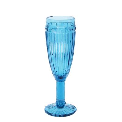 China Durable Embossed Antique Solid Colored Champagne Glass Flute for sale