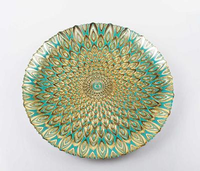 China Cheap Ice Stocked And Glass Beaded Charger Plate For Decoration for sale