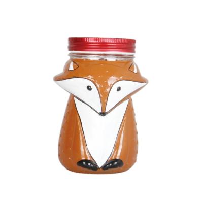 China Fox 16oz Hand Painted Tableware Wholesale Shape Glass Mason Jar Cup With Lid for sale