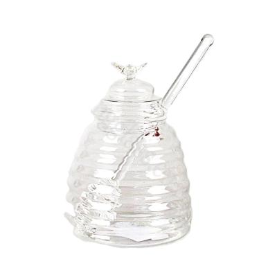 China Clear Stored Honey Comb Shaped Honey Glass Jar for sale