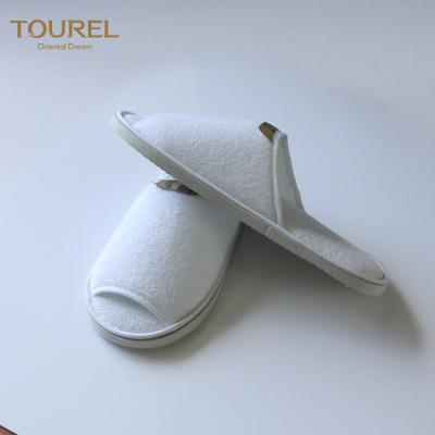 China 5mm EVA Sole White Hotel Slippers For Five Star Hotel Bedroom for sale