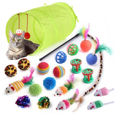 China Miscellaneous Tunnel Smart Cat's Toy Feather Fish Mouse Pet Toy Interactive Puzzle Toy Cat Set for sale