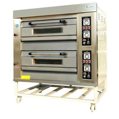 China Bakery Good Quality 2 Decks 4 Trays Pizza Gas Stove With Oven For Bakery for sale