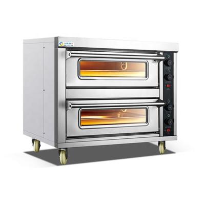 China Commercial Supply Best Selling Stainless Steel 2-Layer 2-Dish Commercial Bakery Electric Pizza Ovens For Sale for sale