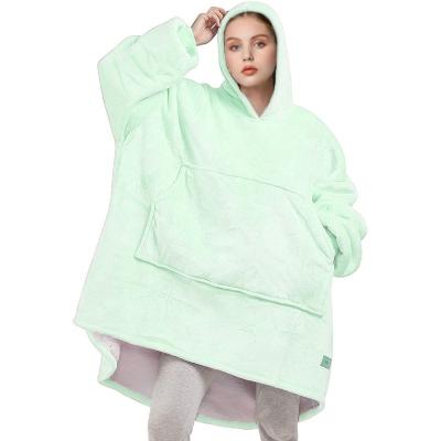 China Customized Wearable Plain Color Hoodie Sherpa Cover Blanket for sale