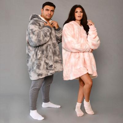 China Large Hooded Wearable Hoodie Blanket Dye Tie Pullover Soft Oversized Sherpa Mow Giant Throw Sweatshirt Wearable Comfortable Wearable For Gir for sale