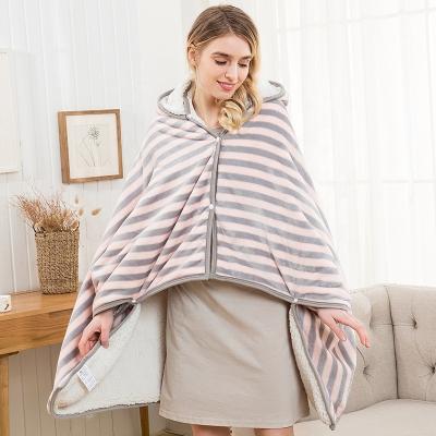 China Soft Popular Home Use Super Warm And Comfortable Flannel Shawl Blanket Women Hoodie Blanket for sale