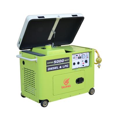 China Slong DNG6500LDE-LPG 5KW DUAL FUEL Gasoline Generator (LPG&Diesel) 16L GENERATOR for sale