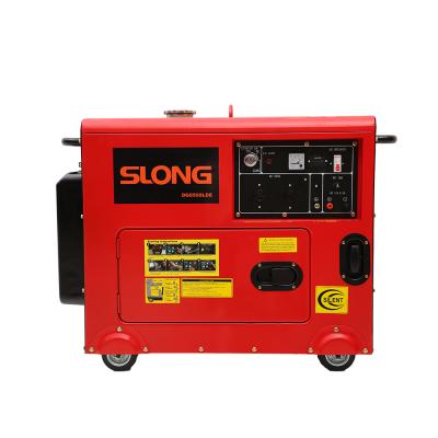 China super silent air cooled engine 186FA output 5kva home use diesel generator SLDG6500LDE for sale