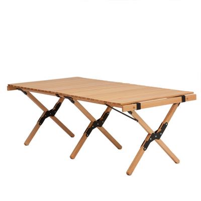 China Outdoor furniture camping barbecue egg roll easy carry solid wood table can be folded, portable and easy to carry can be customized for sale