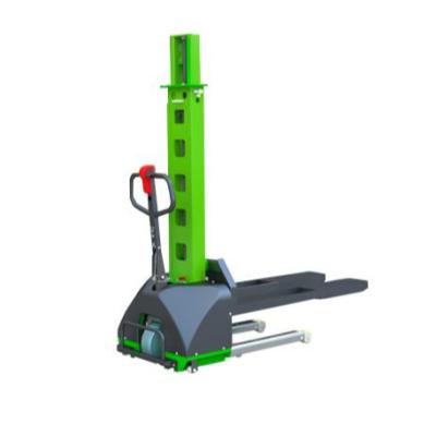 China Hotels Full Electric Power 500kg Self Loading Portable Pallet Stacker With 800-1300mm Lifting Height Te koop