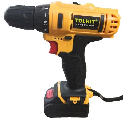 China TOLHIT 21v 35Nm 2 Speed ​​Concrete Steel/Wood/Impact Hammer Industrial Cordless Electric Drill Rig 1.3Ah Lithium Battery for sale