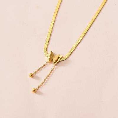 China NEULRY Fashion Women Jewelry Stainless Steel Cute Gold Plated Butterfly Pendant Hot Selling Necklace for sale