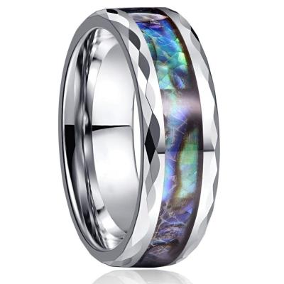 China New Trendy Inlaid Shell Men's Shell Ring Stainless Steel Ring 8mm Color Shell Ring for sale