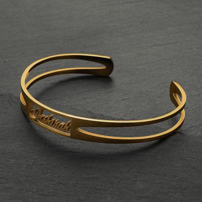 China Other INS Name High Quality Carved Stainless Steel Custom Name Bracelet Bangle for sale