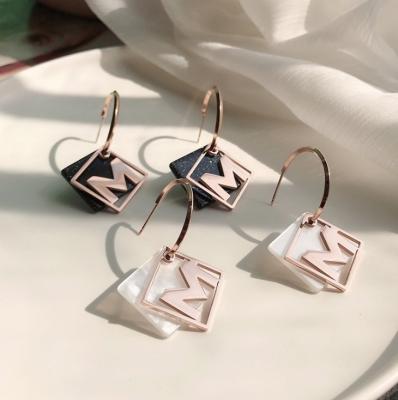 China Stainless Steel Diamond Women Jewelry Letter M Big Earrings from NEULRY FASHIONABLE style personality new for sale