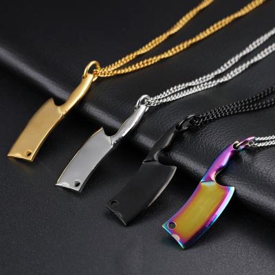 China Factory Wholesale Custom Fashionable Pendant Stainless Steel Knife Necklace Men's Creative Hiphop Necklace for sale