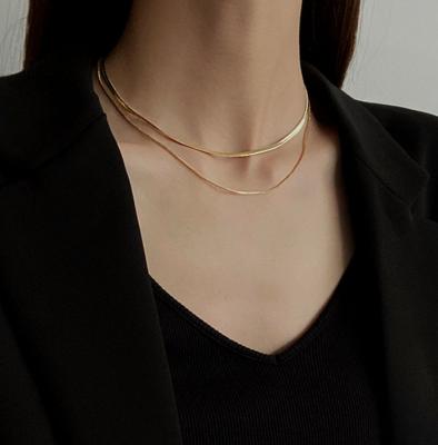 China Hiphop factory direct sales personality double stainless steel snake bone chain gold plated alloy necklace for women for sale