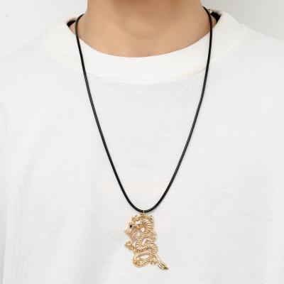 China Wholesale Hiphop NEULRY Halloween Gold Plated Inlaid Diamond Dragon And Snake Necklace Jewelry for sale