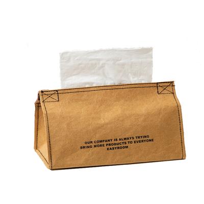 China OEM Recyclable Custom Head Storage Printed Logo Table Kraft Paper Tissue Boxes Household Deco Napkin Recyclable for sale