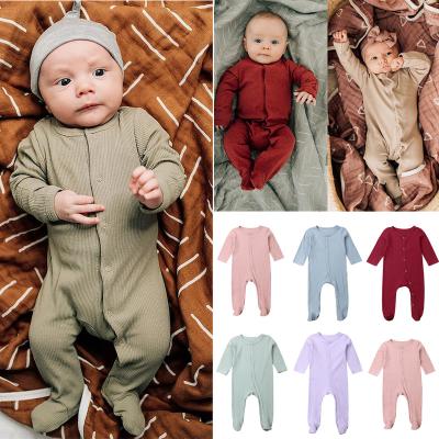 China MIOZING Regular Newborn Baby Boy Long Sleeve Romper Spring Autumn Infant Sleepwear Soft Home Solid Outfit Clothes for sale