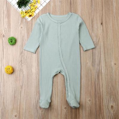 China MIOZING 100% Cotton Baby Footed Rompers Sleep And Play Autumn Winter Full Sleeve Infant Footies Solid Color Bottomin Jumpsuit for sale