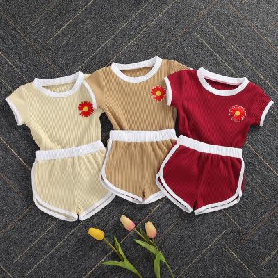 China MIOZING New 100% Cotton Summer Toddler Baby Clothes Set Girls Boys Outfits Suit Cotton Stripe Kids Clothes Short Sleeve Tops+Shorts 2Pcs for sale