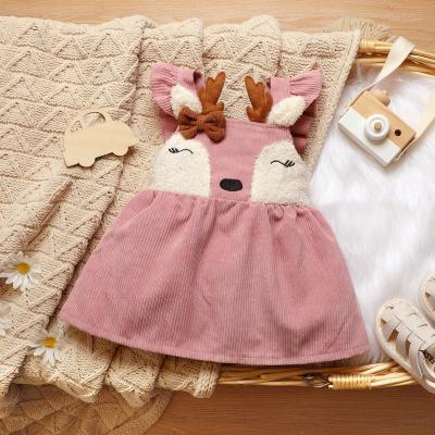 China 2021 Hot-selling Washable Cute Baby Dress Girl Cartoon Deer Toss Princess Dress for sale