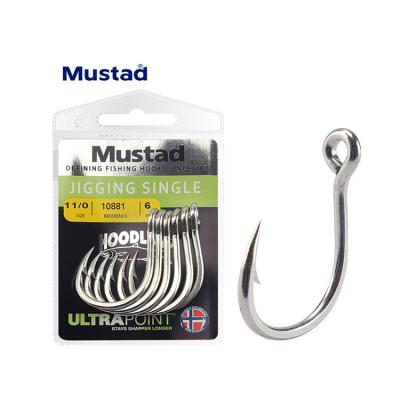 China Go Fishing New MUSTAD 10881NP Big Fish Hook Wholesale Barbed High Carbon Steel Hooks for sale