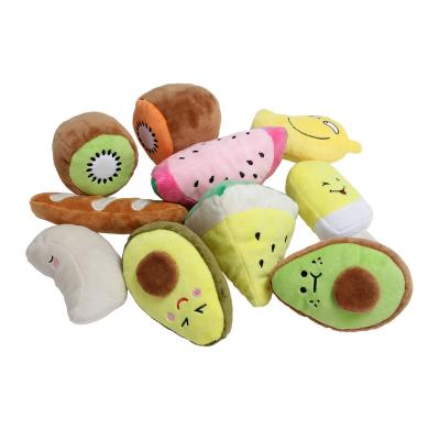 China Good Quality Viable Interactive Plush Stuffed Toy Squeek Toy Pet Toys Set Dog Molar Fruit Design for sale