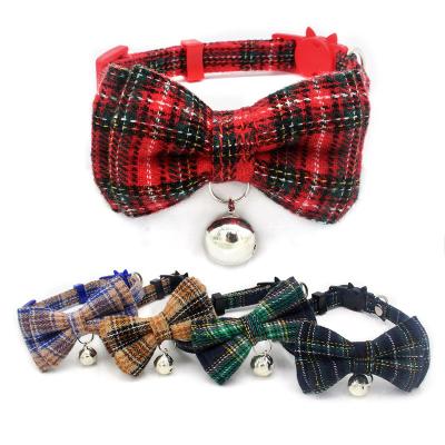 China Lights Pet Supplies Small Christmas Bells Dog Bow Collar Novelty Printed Nylon Dog Collar by Dissimilarity for sale