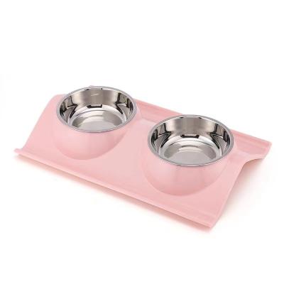 China Sustainable Wholesale Colorful Custom Plastic Dog Cat Bowl Pet Feeding Bowl Stainless Steel Dog Bowl for sale