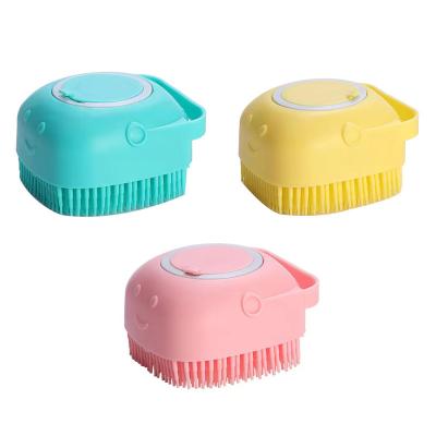 China Vivid Small Viable Soft Gel Silicone Shower Spot Brush For Dogs Pet Cleaning Dog Bath Brush for sale