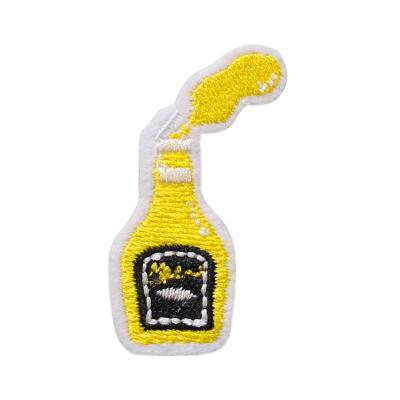 China Viable China Factory Supplier Embroidery Fabric Color Yellow Wine Bottle Applique Embroidery Patches for sale