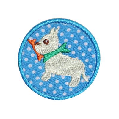 China Customizable Fashion Personalized 3D Embroidery Patch With Low Price Cartoon Dog Embroidery Patch for sale