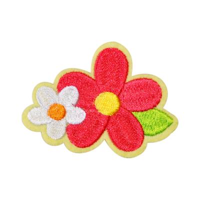 China Viable High Quality Red Flower Diy Sew On Embroidery Patches For Apparel for sale