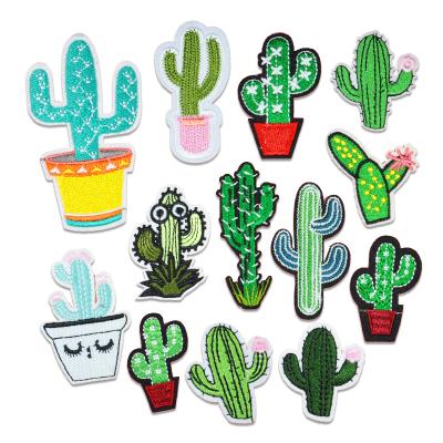 China Handmade high quality colorful iron on embroidery cactus patches for apparel for sale