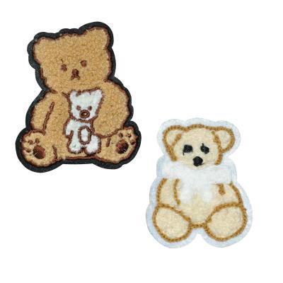 China Viable Custom Design Animal Cartoon Bear Towel Chenille Embroidery Patch / Badge for sale