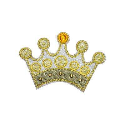 China 3D Factory High Quality Brand Customized New Sew On Embroidery Imperial Crown Patches for sale