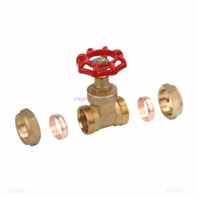 China General Wheel Handle Forged Brass Compression End Gate Valve High Quality Control Valve for sale